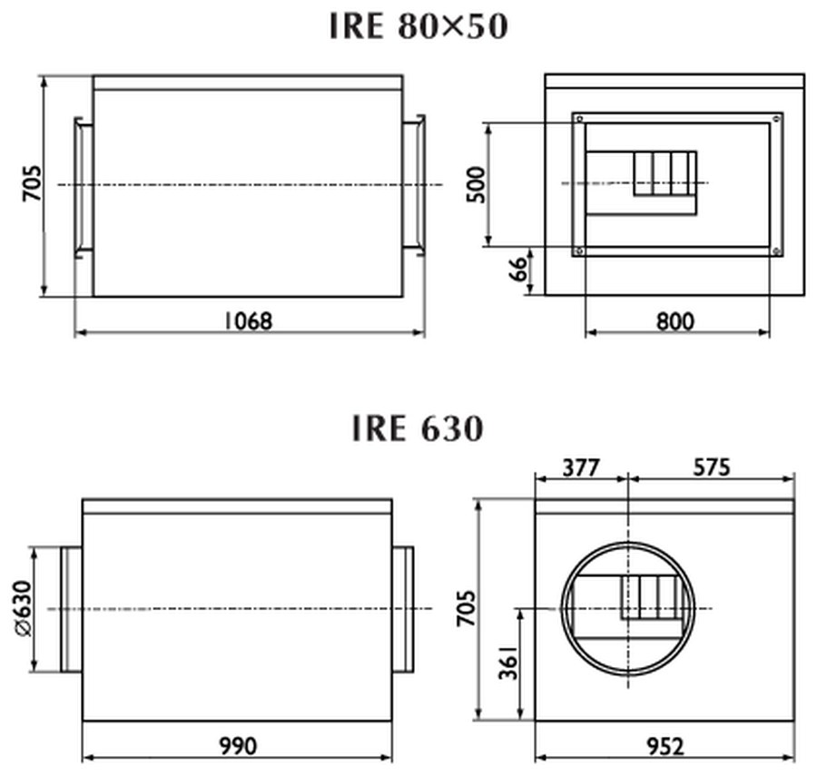 Вентиляторы в изолированном корпусе Ostberg IRE 80x50 / 630
